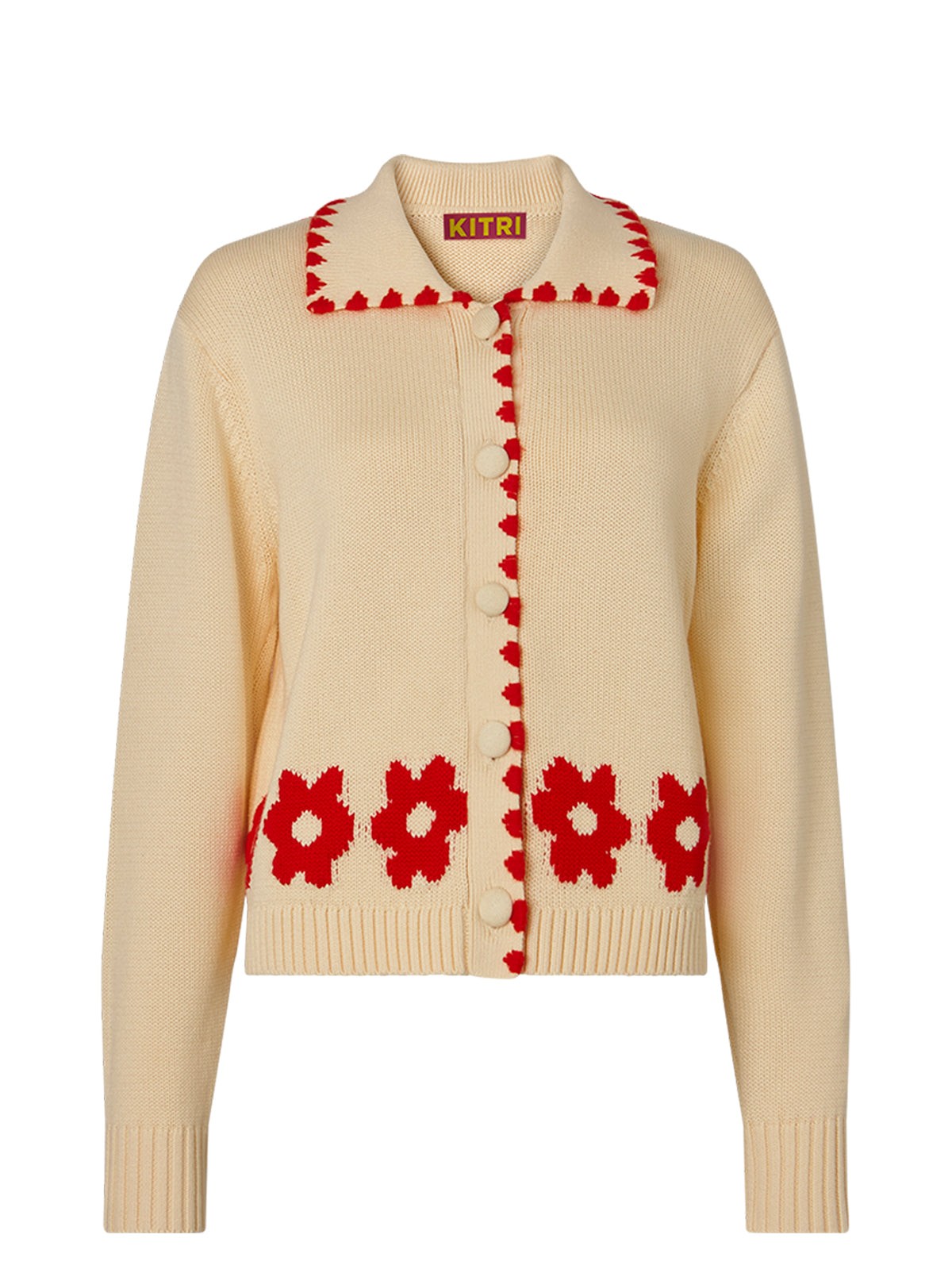 Polly Red Tiled Floral Cardigan view 4
