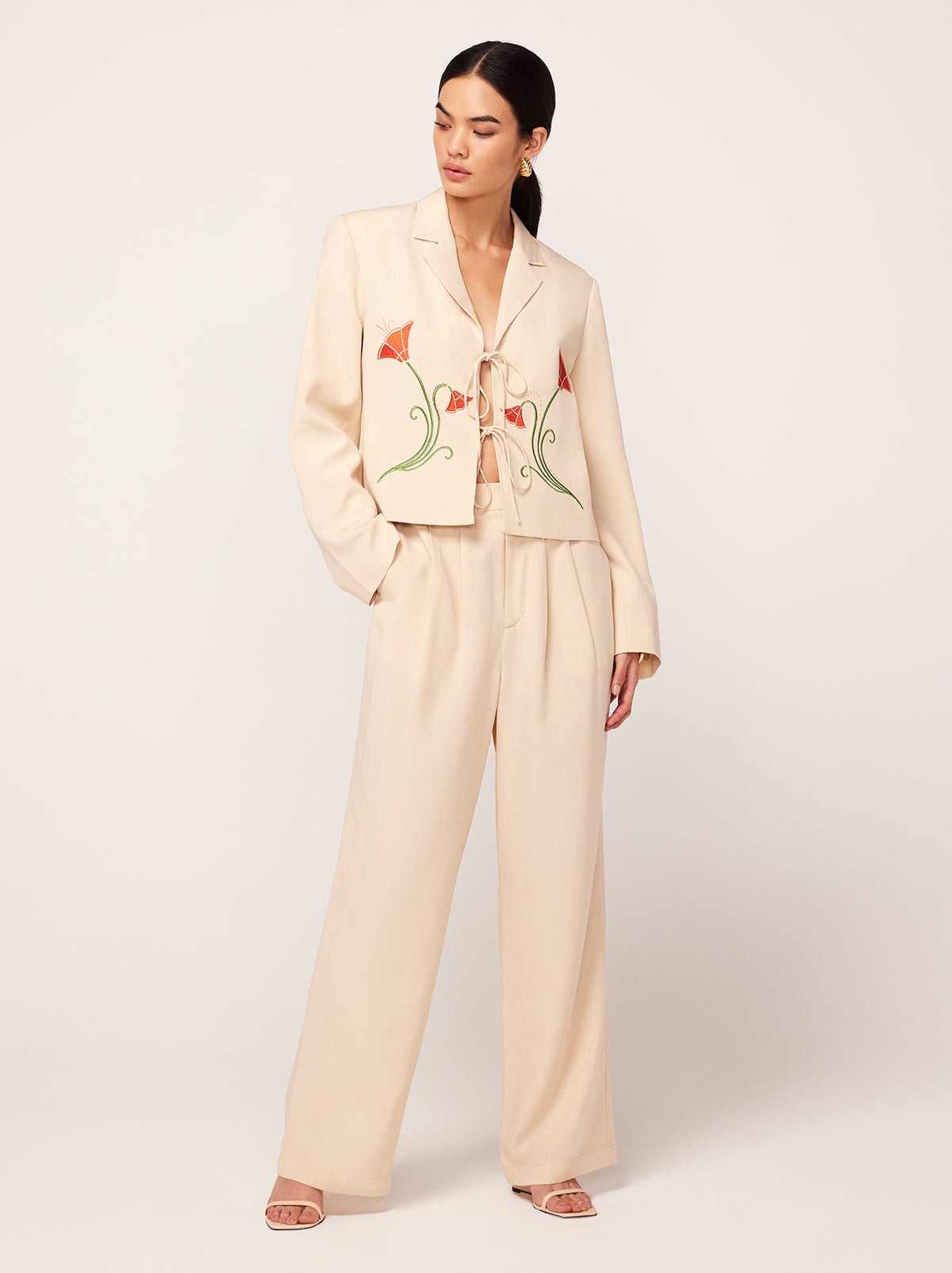 Edith Sand Pleated Front Trousers view 3
