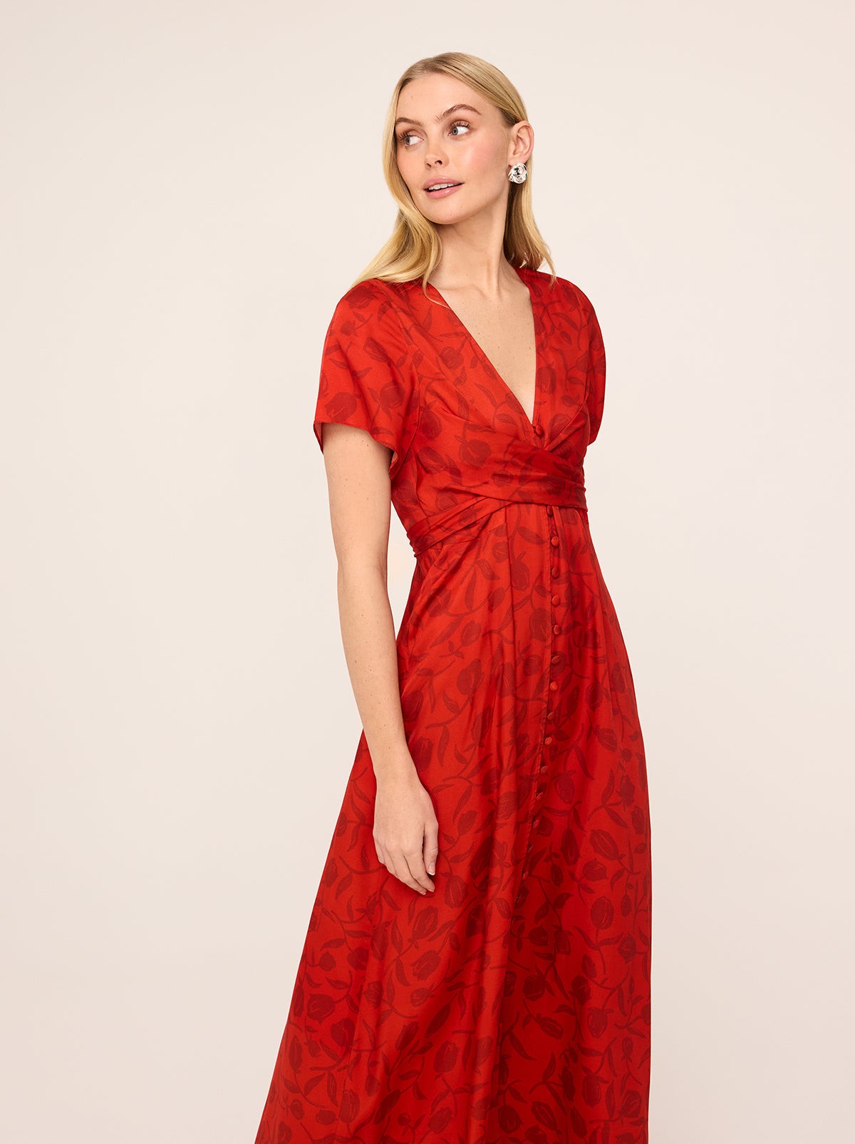 Alex Red Tulip Print Dress view 3