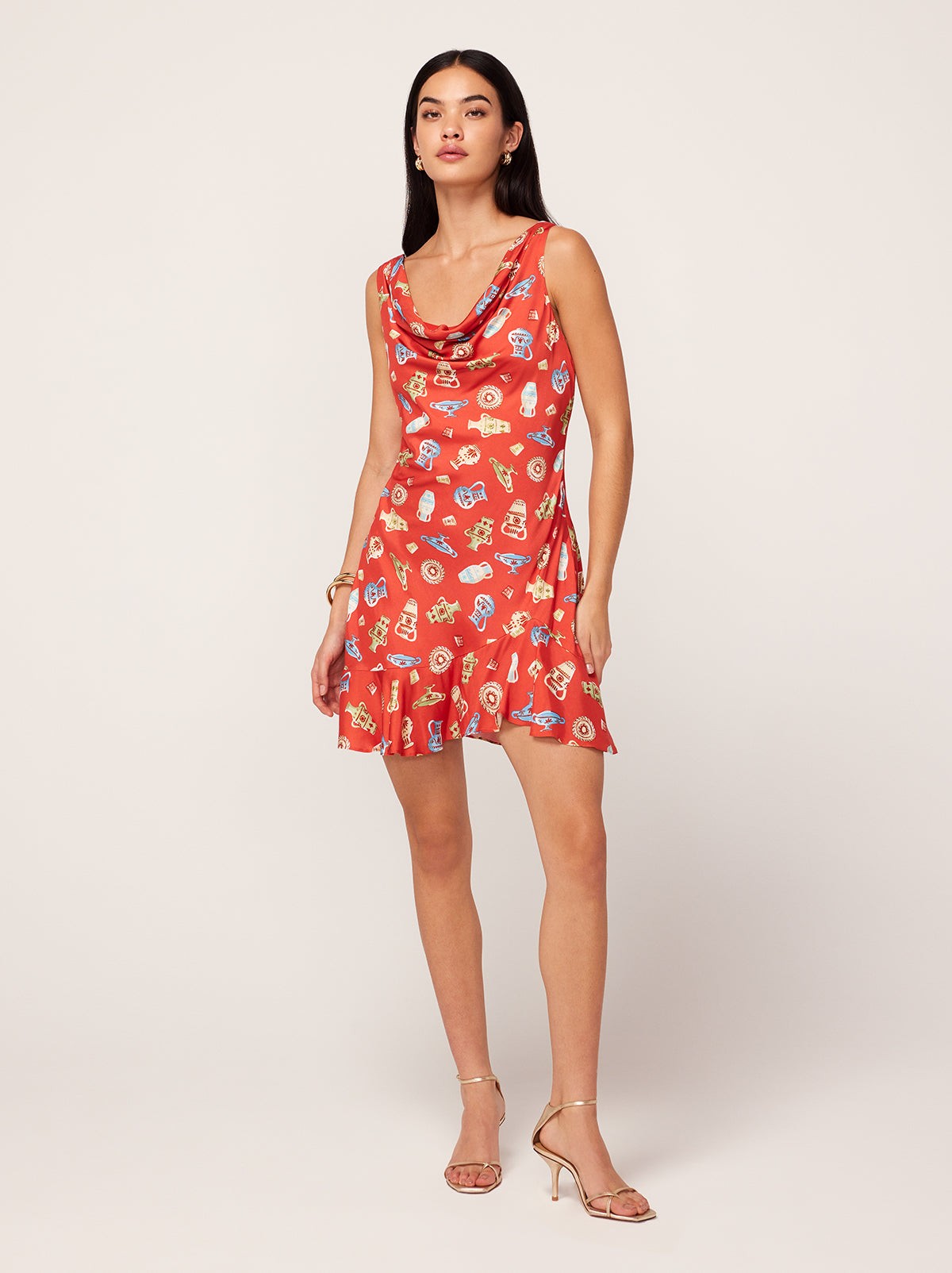 Roberta Red Pottery Print Mini Dress view 3
