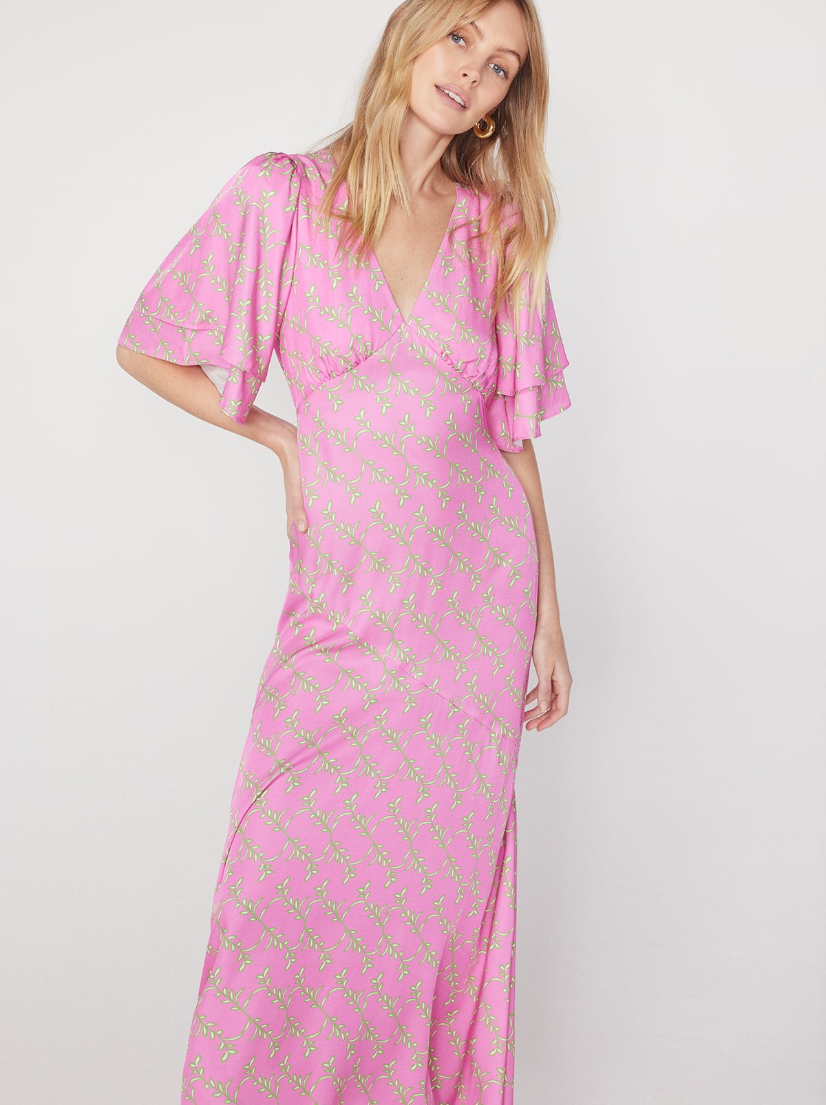 Tallulah Pink Foliage Print Maxi Dress view 3
