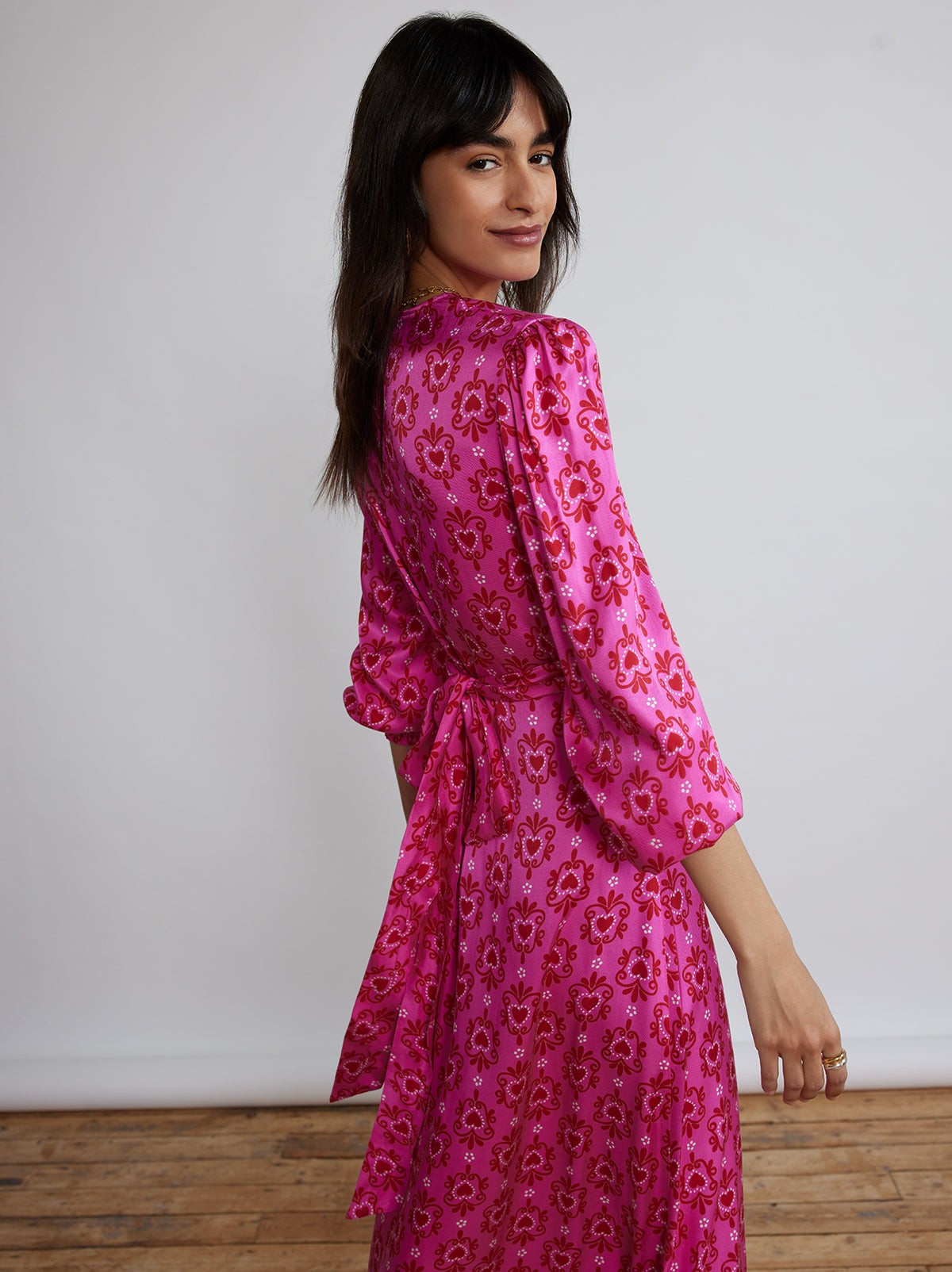 Aurora Pink Heart Print Maxi Dress view 3